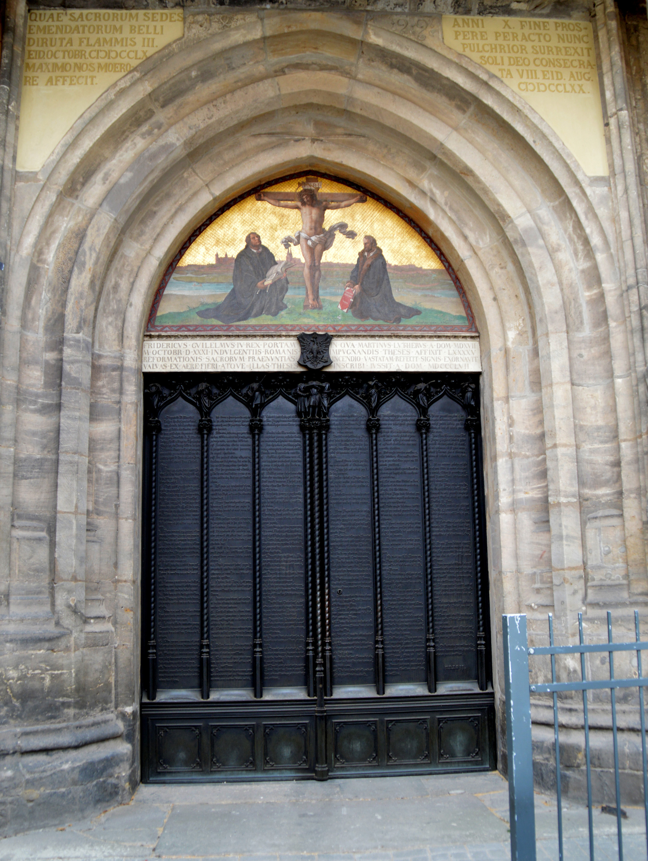 The door at Wittenberg’s Castle Church where Martin Luther reportedly posted his 95 Theses on Oct. 31, 1517, launching the Protestant Reformation. At the time, the door served as a sort of university bulletin board. Today, his theses are engraved in the door. Photo by Klaus Ulrich Ruof.