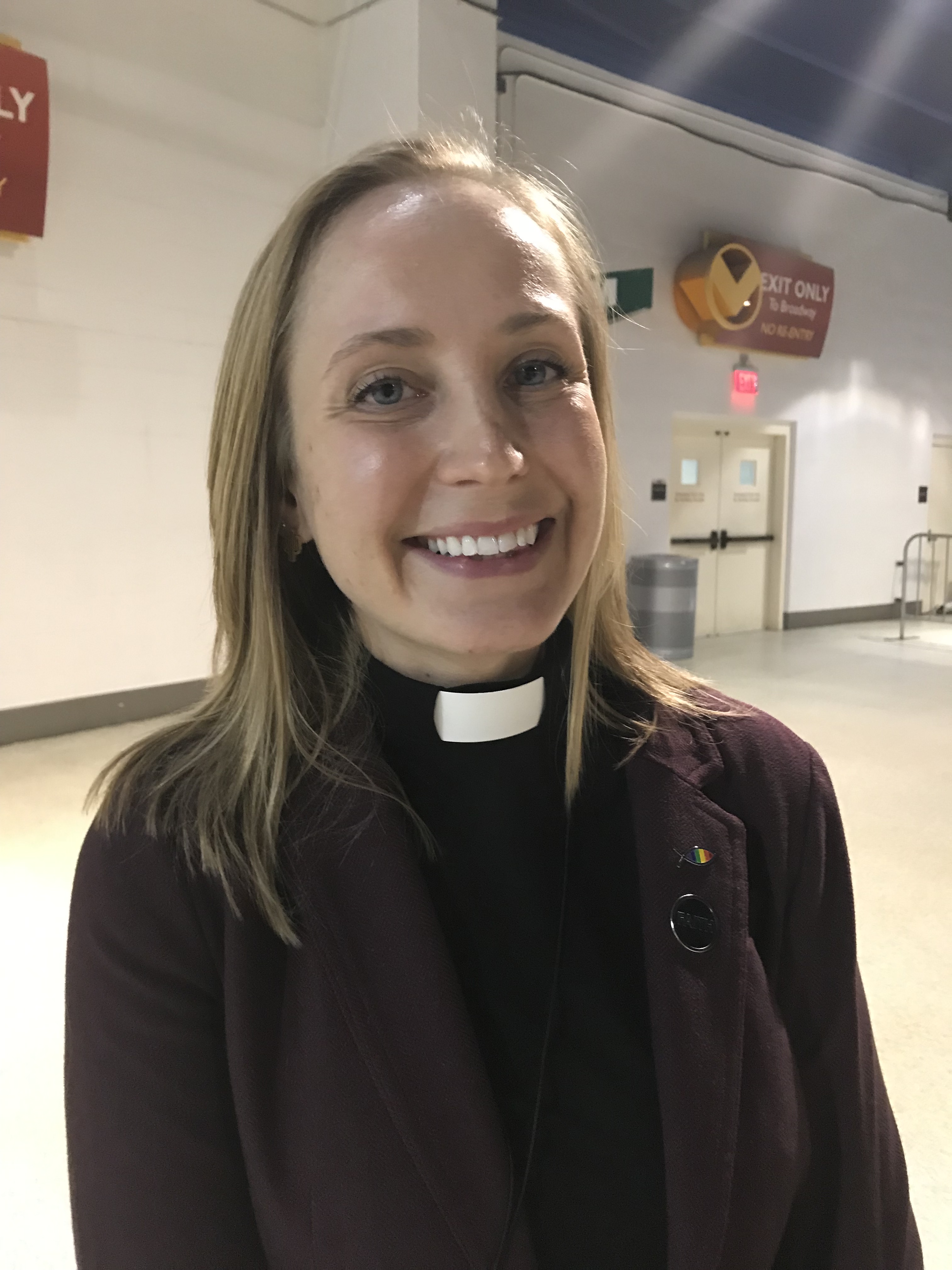 The Rev. Hannah Adair Bonner came from Tuscon, Arizona, to attend the 2019 General Conference, underway through Feb. 26 at the America’s Center in St. Louis. She’s among 3,000 observers who have registered. Photo by Sam Hodges, UMNS.