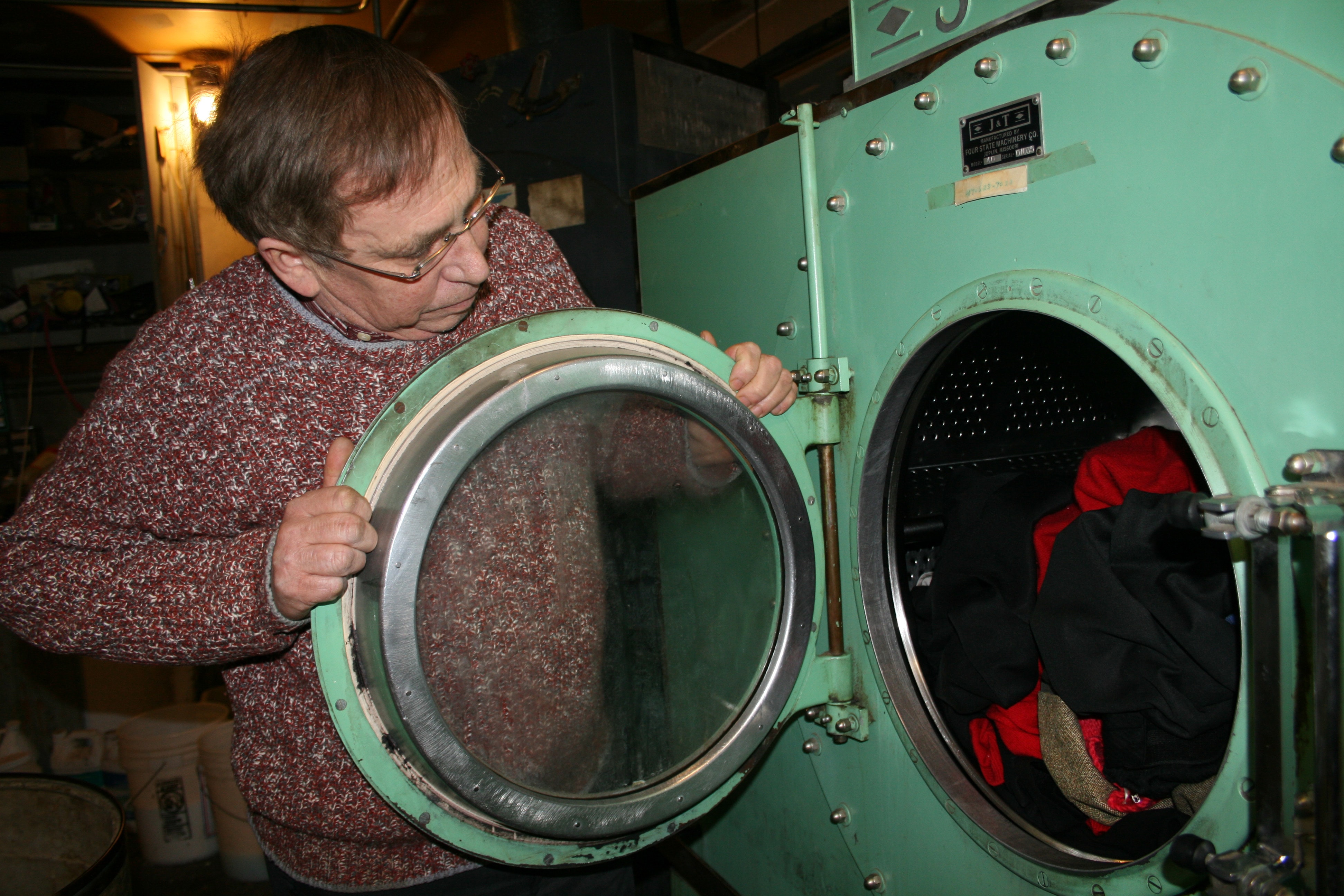 Dennis Valstad from Immanuel United Methodist Church at Vogue Dry Cleaners in Ribon, Wisconsin. Photo courtesy of Ripon Commonwealth Press-Express.
