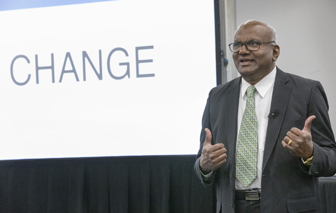 The Rev. Moses Kumar speaks during the meeting of the General Council of Finance and Administration board held March 9-10 at Scarritt Bennett Center in Nashville, Tenn. He is the agency’s top executive. Photo by Kathleen Barry, UM News.