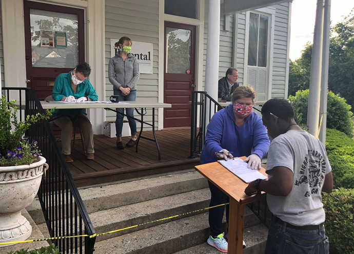 Centenary Community Ministries. Inc., in Macon, Georgia, is helping homeless and poor apply for U.S. government stimulus checks by assisting them in filling out complicated tax forms and applications. Volunteers have helped more than 50 people to date — a potential $62,400 for people in dire need. Photo courtesy of Centenary United Methodist Church Facebook page.