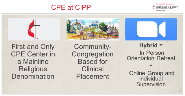 통합임상목회실습센터(Center for Integrative Pastoral Practice)에서 실시하는  임상목회교육(Clinical Pastoral Education) 과정 안내 그래픽. 그래픽 제공, 김수미 목사, 연합감리교 고등교육사역부.