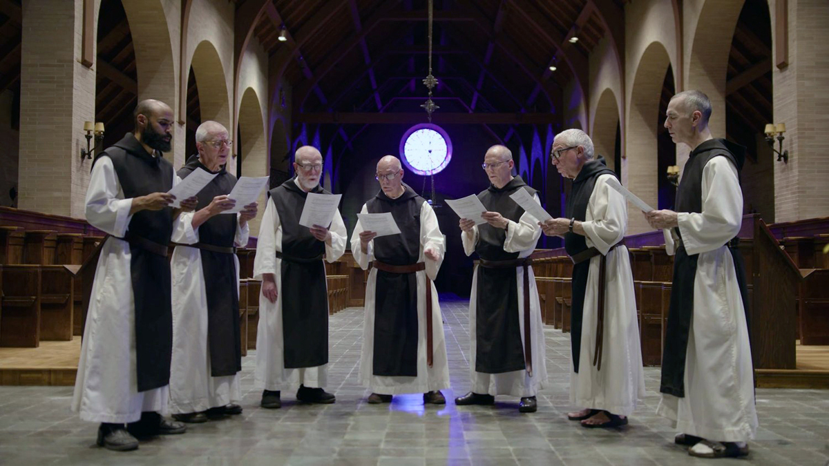 Trappist monks at St. Joseph's Abbey in Spencer, Mass., chant in the sanctuary. “Sabbath: An Ancient Tradition Meets the Modern World,” a new documentary on American Public Television, explores the Sabbath as a time for restoration and well-being in different traditions. Photo courtesy of Journey Films.