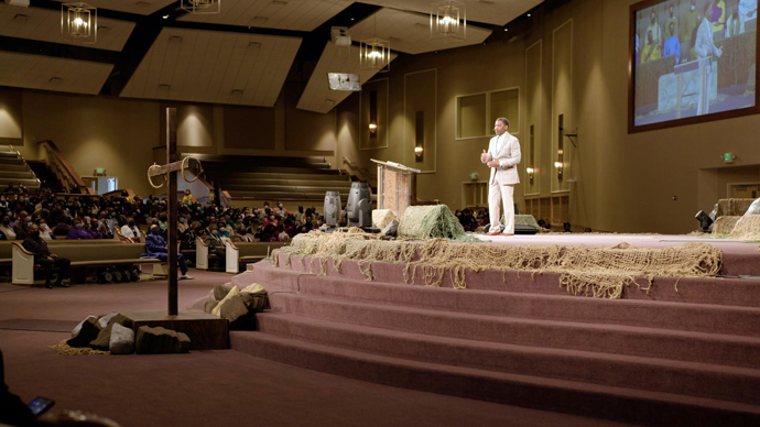 Pastor Jeffrey Johnson preaches at Eastern Star Baptist Church in Indianapolis, Ind. A new PBS documentary looks at how various groups observe a weekly Sabbath, and argues for the importance of the practice. Photo courtesy of Journey Films.