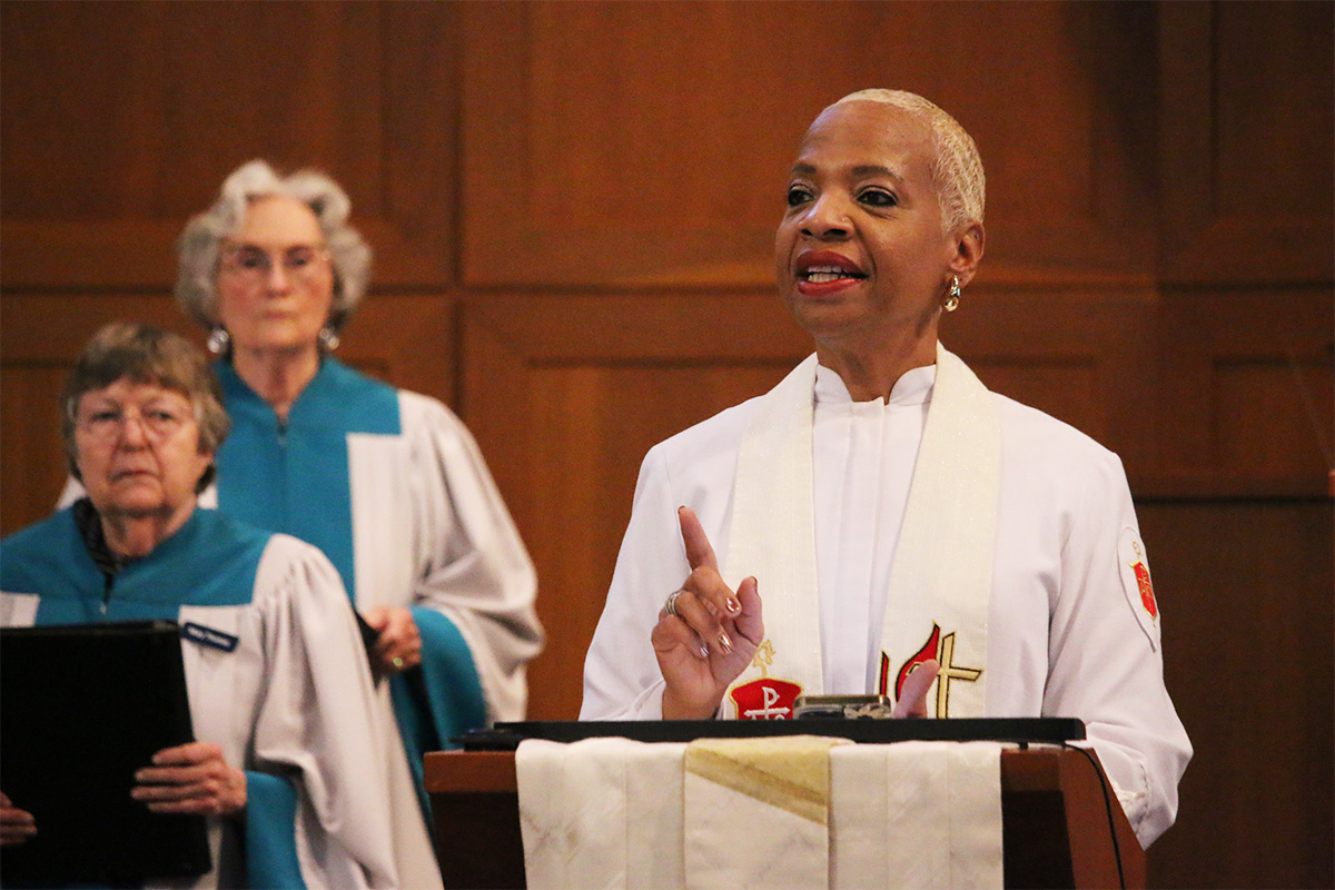 East Ohio Conference Bishop Tracy S. Malone speaks Nov. 6 at First United Methodist Church in Waynesville, N.C., during a memorial service for bishops and spouses who have died over the past six months. During its November meeting, the Council of Bishops elected Malone to serve as the council’s next president. Photo by Rick Wolcott, courtesy of the Council of Bishops.