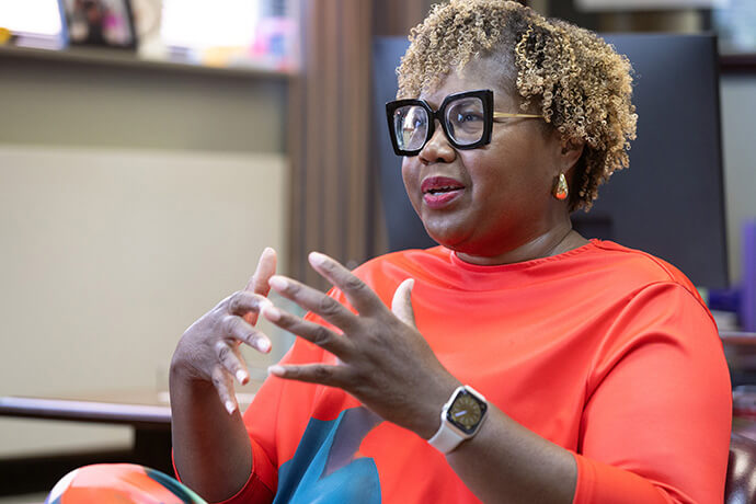 The Rev. Candace M. Lewis describes her vision for Gammon Theological Seminary in Atlanta. Photo by Mike DuBose, UM News.