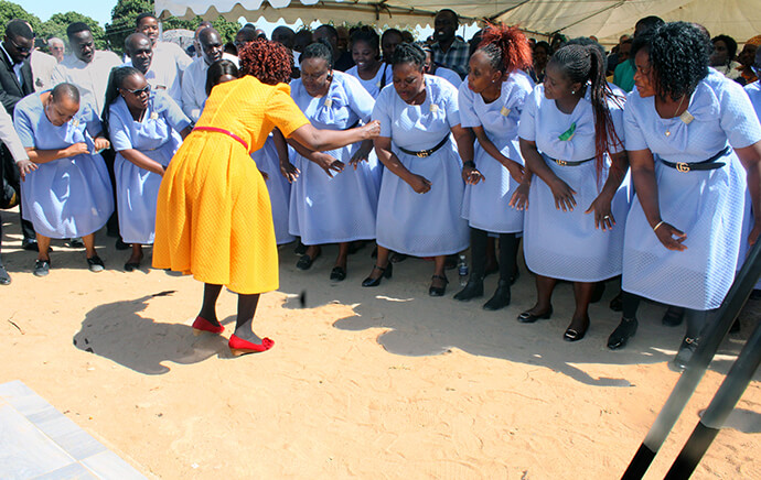The King David Circuit choir provides music during the dedication for Dzobo United Methodist Church in Dzobo Village, Zimbabwe. The church’s sanctuary was built through generous donations from churches in Tennessee and labor from the local community. Photo by Kudzai Chingwe, UM News. 