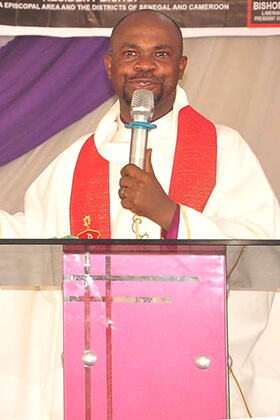 Bishop Ande I. Emmanuel of Nigeria speaks during a joint assembly of the Nigeria annual conferences, held March 17-23 in Jalingo. Photo courtesy of the Rev. Filibus Bakari Auta, UM News. 