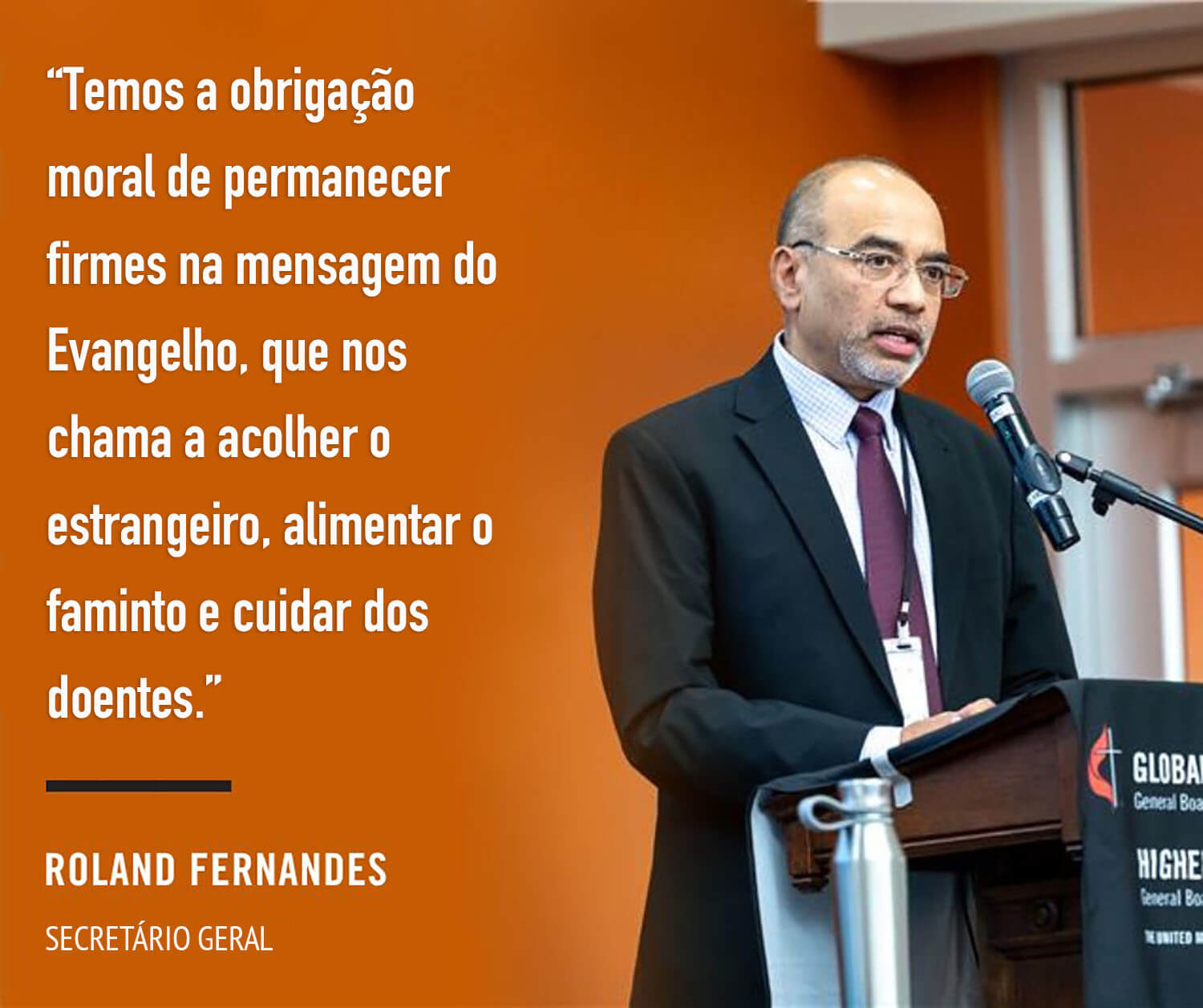 Roland Fernandes, Secretário Geral, apresentou seu relatório aos Conselhos Gerais de Ministérios Globais e de Educação Superior e Ministério. Foto cortesia do Conselho Geral de Ministérios Globais.