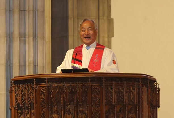 2025년 8월 6일, 정희수 감독이 스크랜턴 한국 선교 140주년 기념 컨퍼런스에서 설교하고 있다. 사진, 김응선 목사, 연합감리교뉴스.