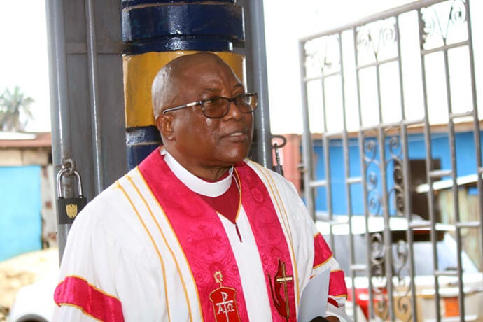 Bishop Samuel J. Quire Jr. speaks at 72nd United Methodist Church in Paynesville, Liberia. Quire, who leads the Liberia Conference, said a recent civil court ruling in the conference’s favor “has helped to ease tensions and prevent further confrontations with those contesting the church’s properties.” Photo by Charles Gbayor, Liberia Episcopal Area.