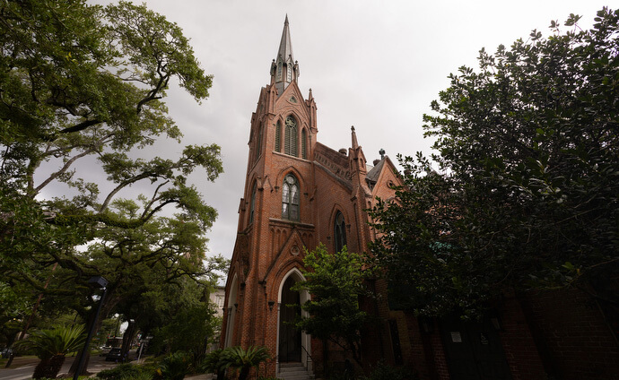 Rayne Memorial United Methodist Church was built in 1875 in the Gothic Revival style and was fully restored following Hurricane Katrina. Photo by Mike DuBose, UM News.